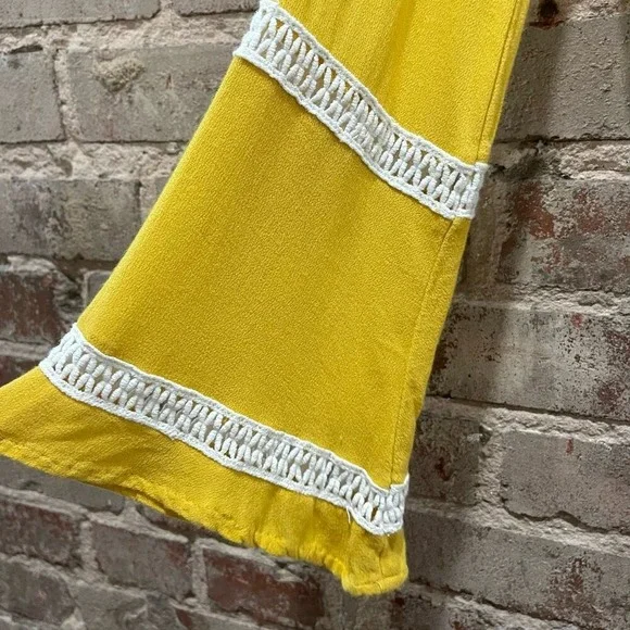 SPRING SALE! Lulus Embroidered Crop Top Yellow Boho Blouse Size Small - Picture 6 of 9